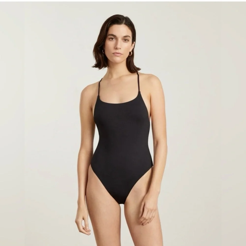 Everlane Black Crossback One-Piece Swimsuit